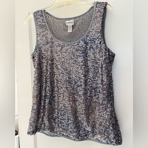 Chicos Silver Sequin Tank Size 2